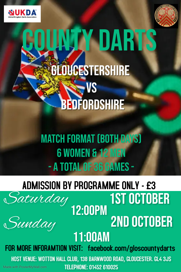 COUNTY DARTS OCTOBER 2022 Made with PosterMyWall